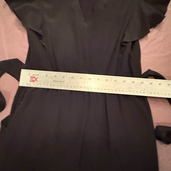 Rebecca Taylor Black Silk Silver Embellished Dress w/ Ruffle Sleeves 0/XS $465 - Picture 10 of 12